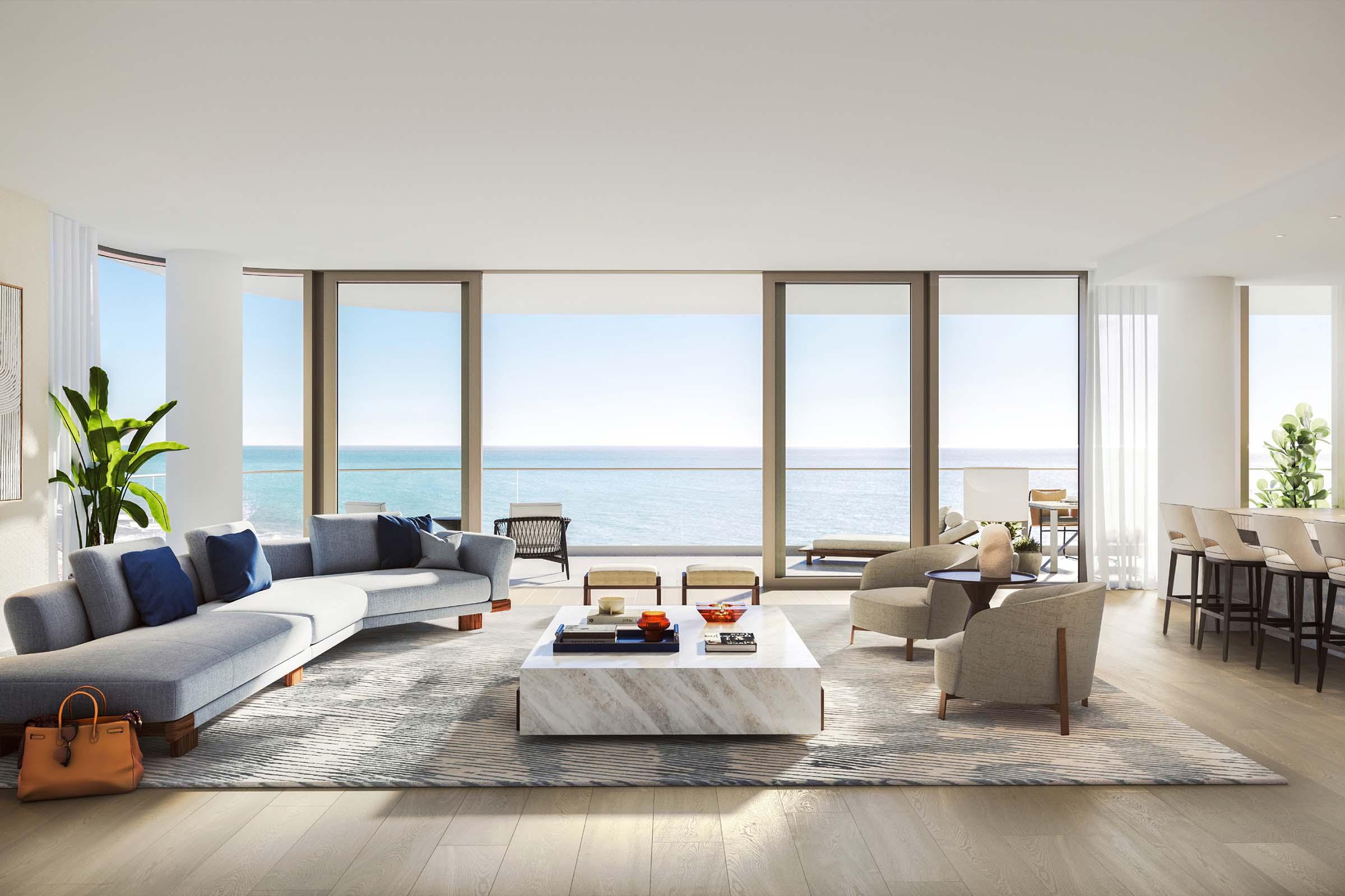 Rendering of The Perigon Miami Beach Living Room